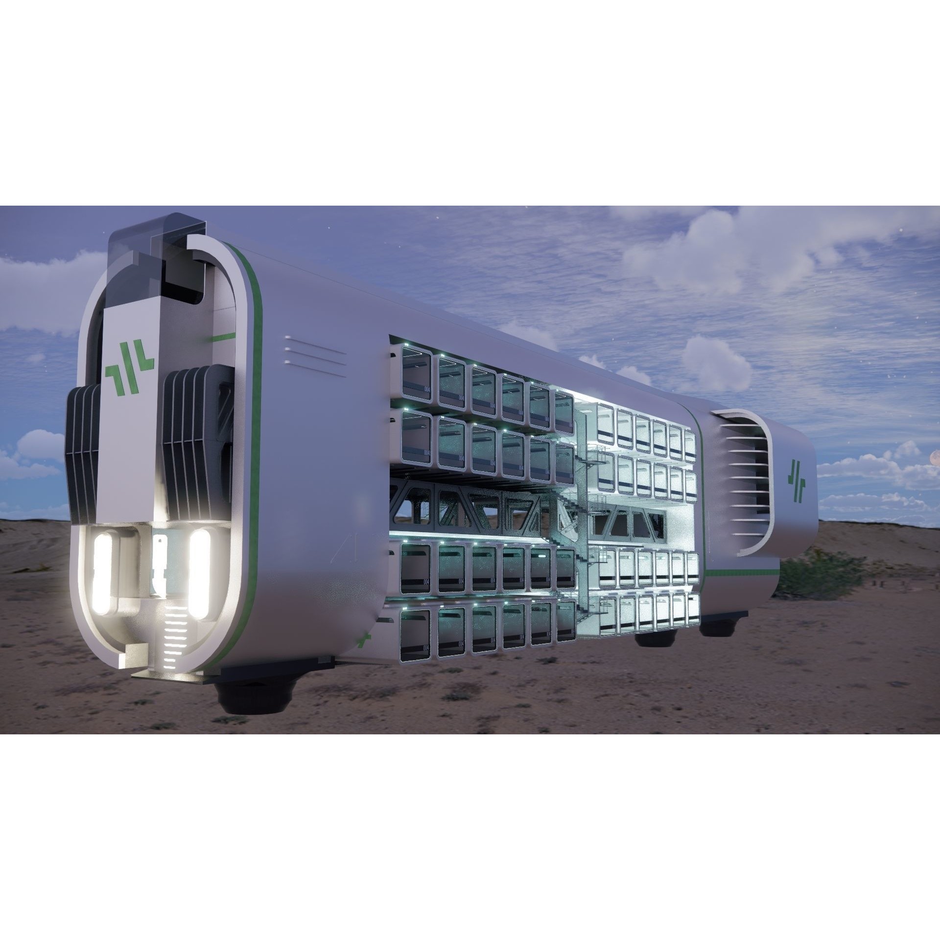 Sci-fi Airship Barge 004 - Game-Ready 3D Model - View 9