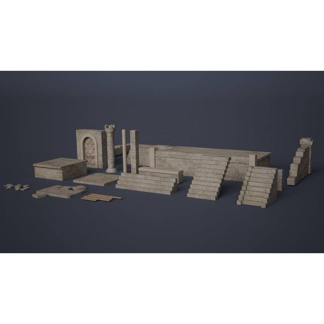 Medieval Castle 3D Model – Low Poly Game Asset, PBR Textures, FBX - View 10