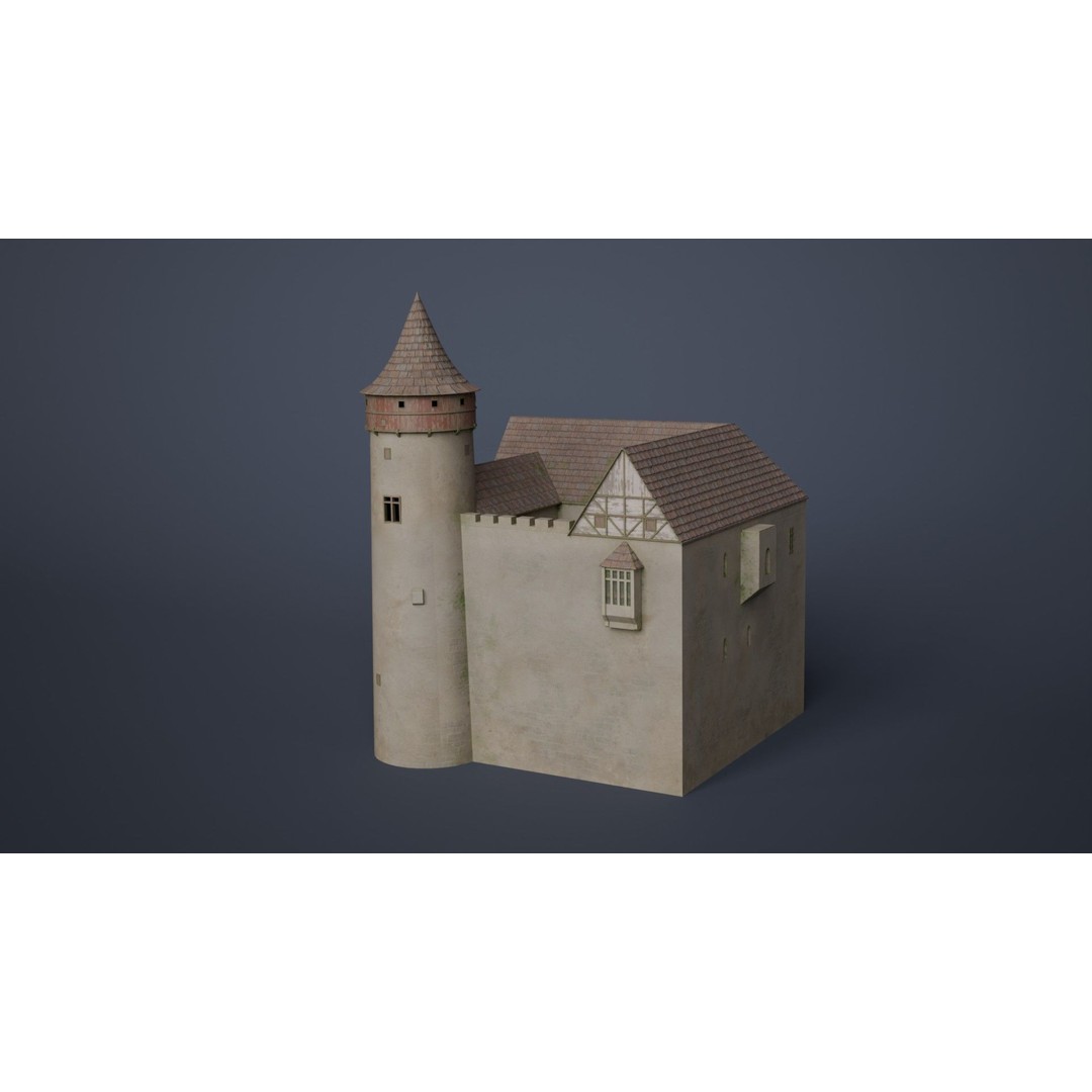 Medieval Castle 3D Model – Low Poly Game Asset, PBR Textures, FBX - View 12