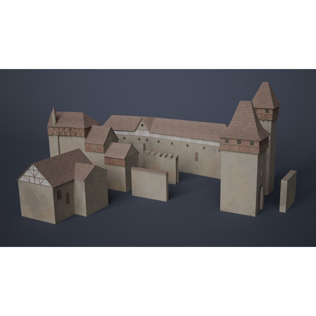 Medieval Castle 3D Model – Low Poly Game Asset, PBR Textures, FBX - View 14
