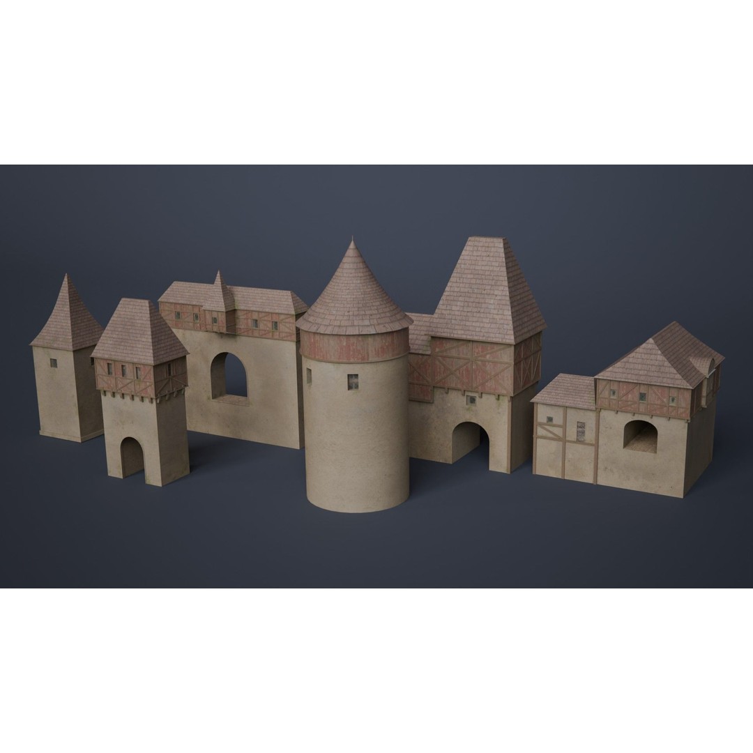 Medieval Castle 3D Model – Low Poly Game Asset, PBR Textures, FBX - View 16