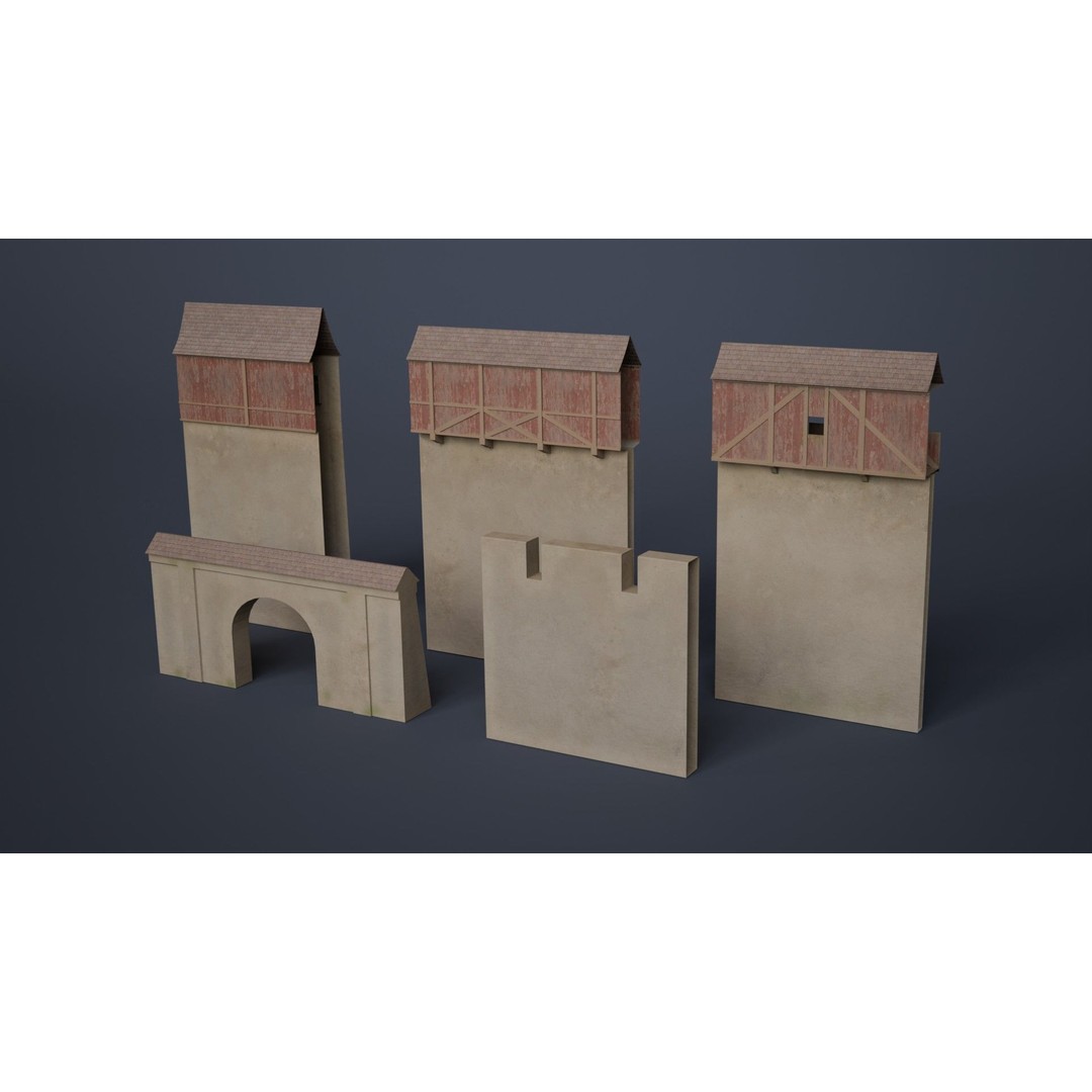 Medieval Castle 3D Model – Low Poly Game Asset, PBR Textures, FBX - View 18