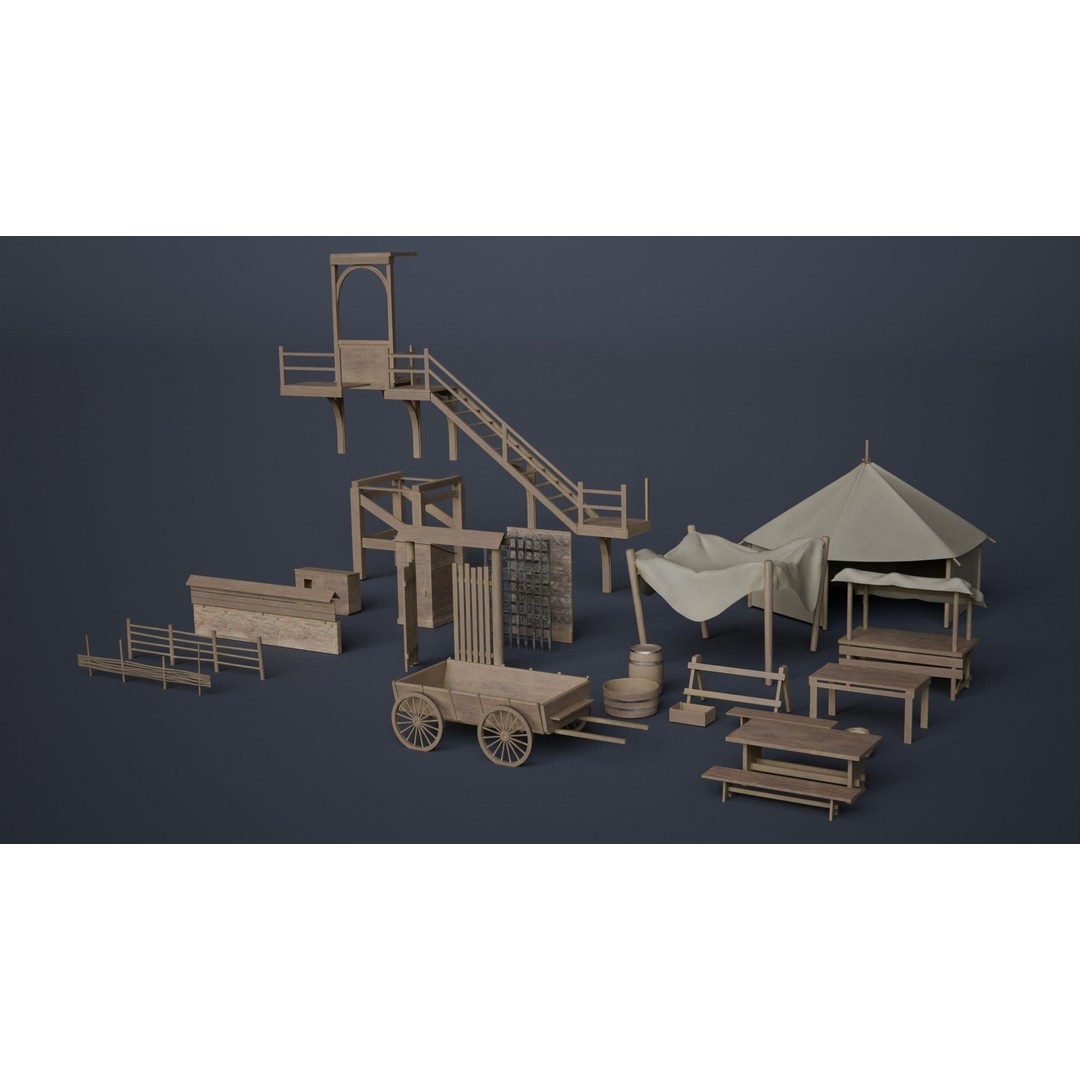 Medieval Castle 3D Model – Low Poly Game Asset, PBR Textures, FBX - View 24