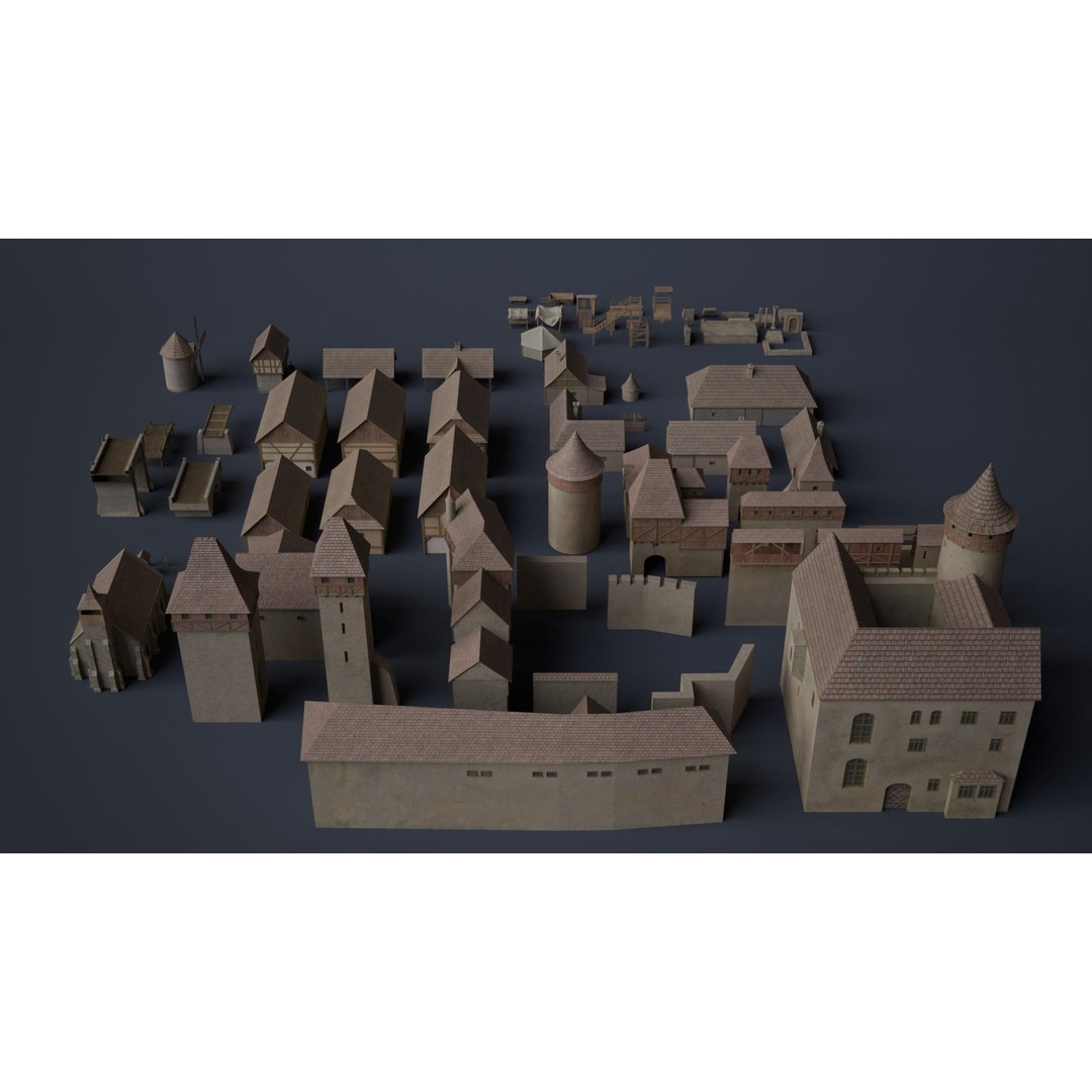Medieval Castle 3D Model – Low Poly Game Asset, PBR Textures, FBX - View 3