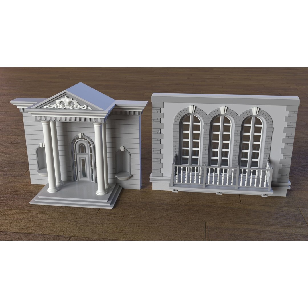 Building Facade 3D Model – Low Poly Architectural Asset, FBX, OBJ - View 11