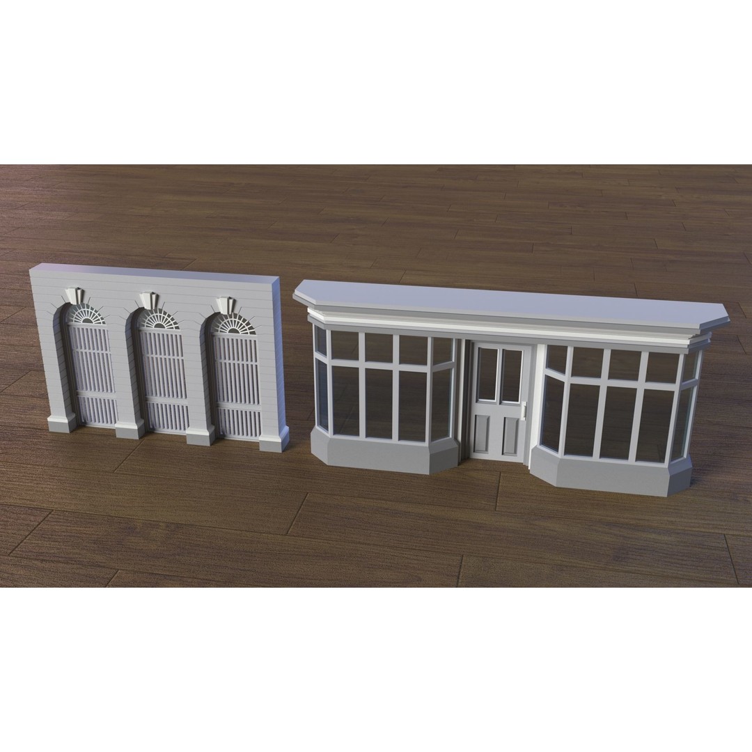 Building Facade 3D Model – Low Poly Architectural Asset, FBX, OBJ - View 14