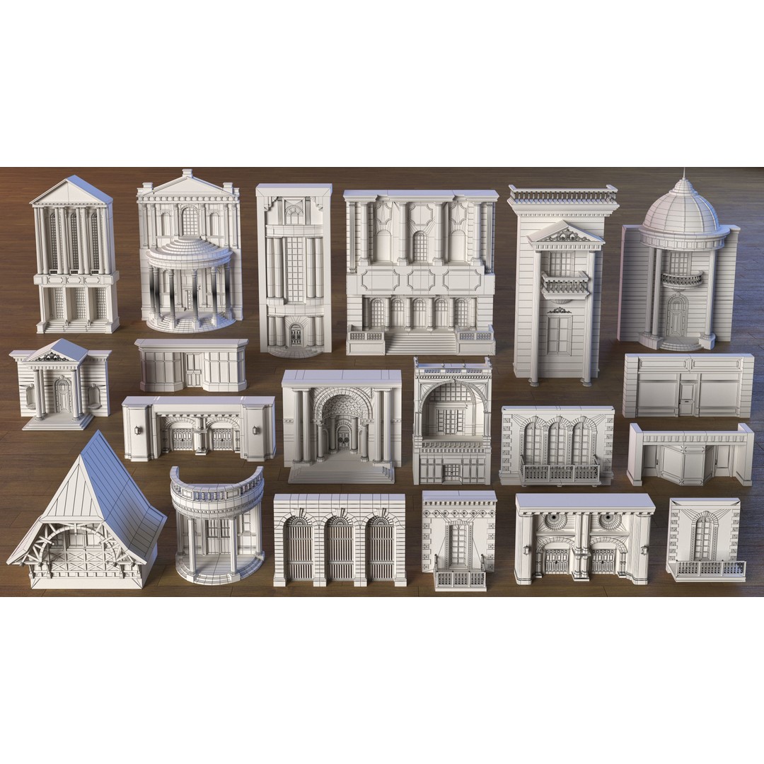 Building Facade 3D Model – Low Poly Architectural Asset, FBX, OBJ - View 3
