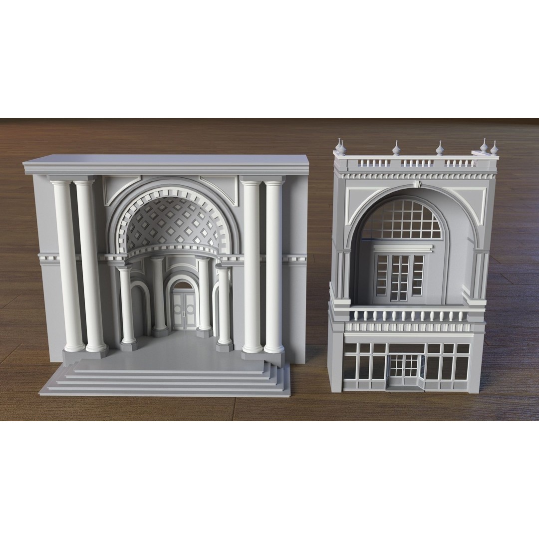 Building Facade 3D Model – Low Poly Architectural Asset, FBX, OBJ - View 6