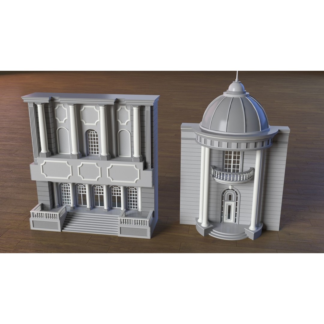 Building Facade 3D Model – Low Poly Architectural Asset, FBX, OBJ - View 8
