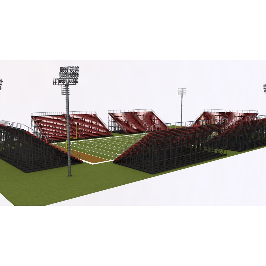 American Football Stadium 3D Model – Realistic Arena with Optimized Geometry, FBX, OBJ - View 3