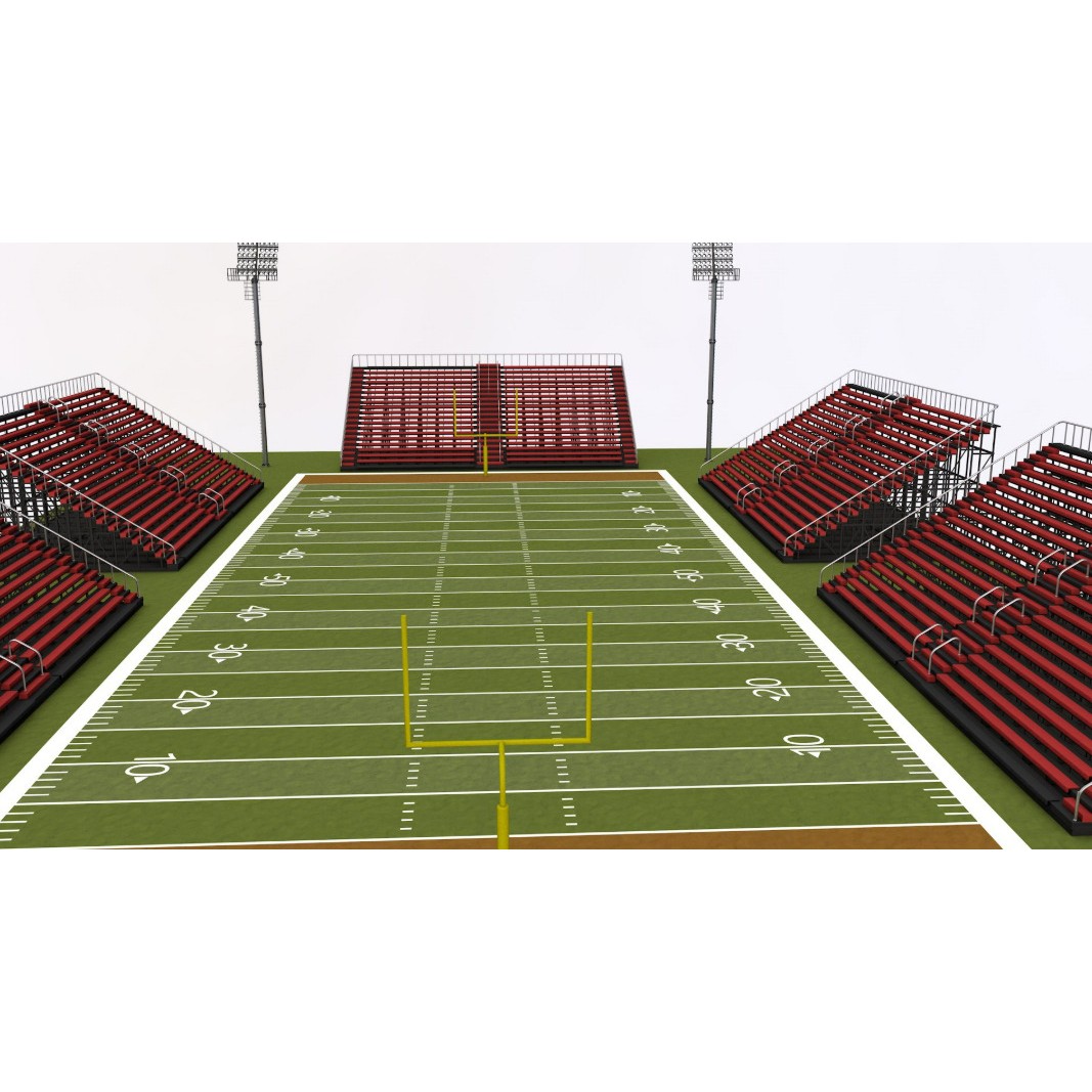American Football Stadium 3D Model – Realistic Arena with Optimized Geometry, FBX, OBJ - View 4