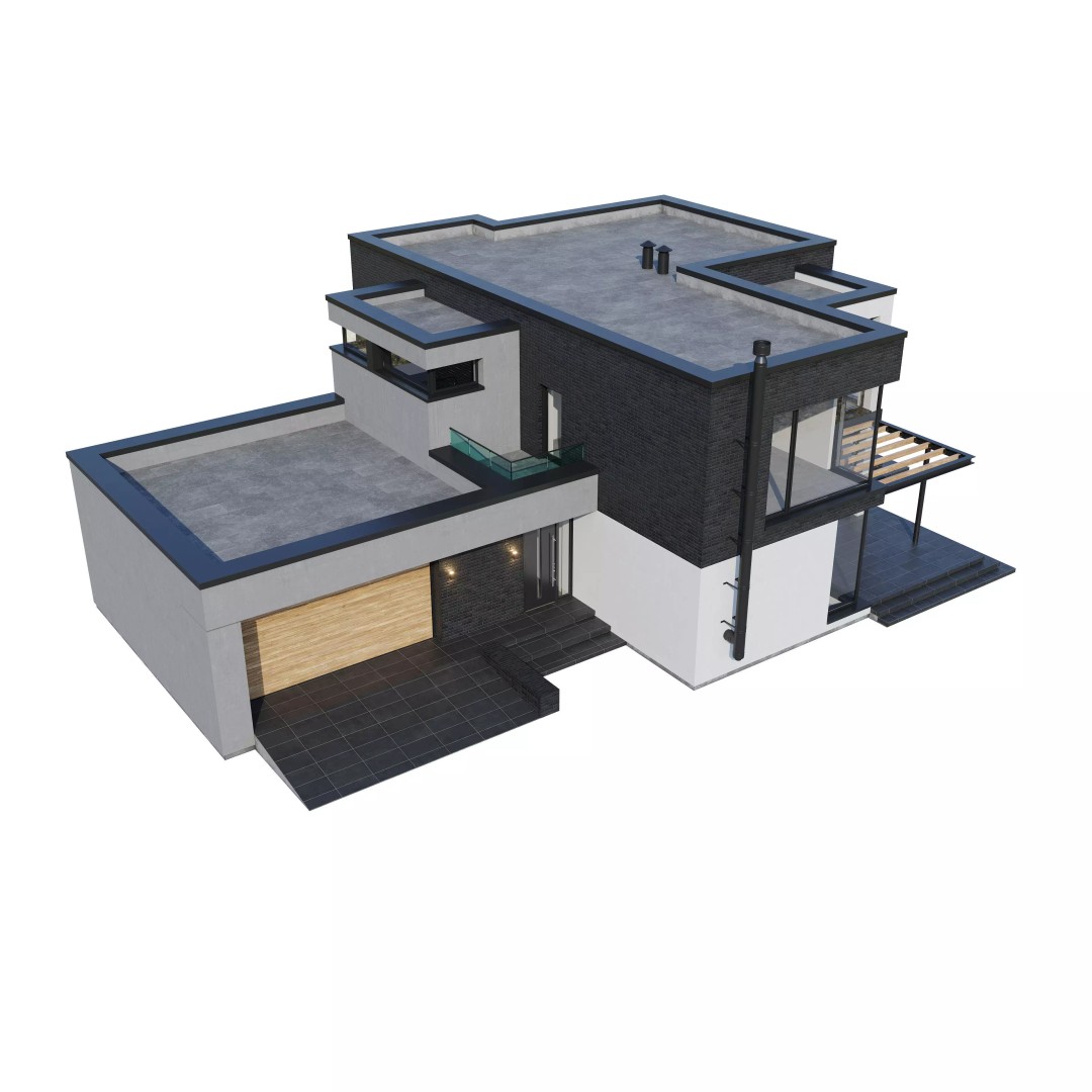 Modern House 3D Model – Architectural Design, FBX & Blender Files - View 18