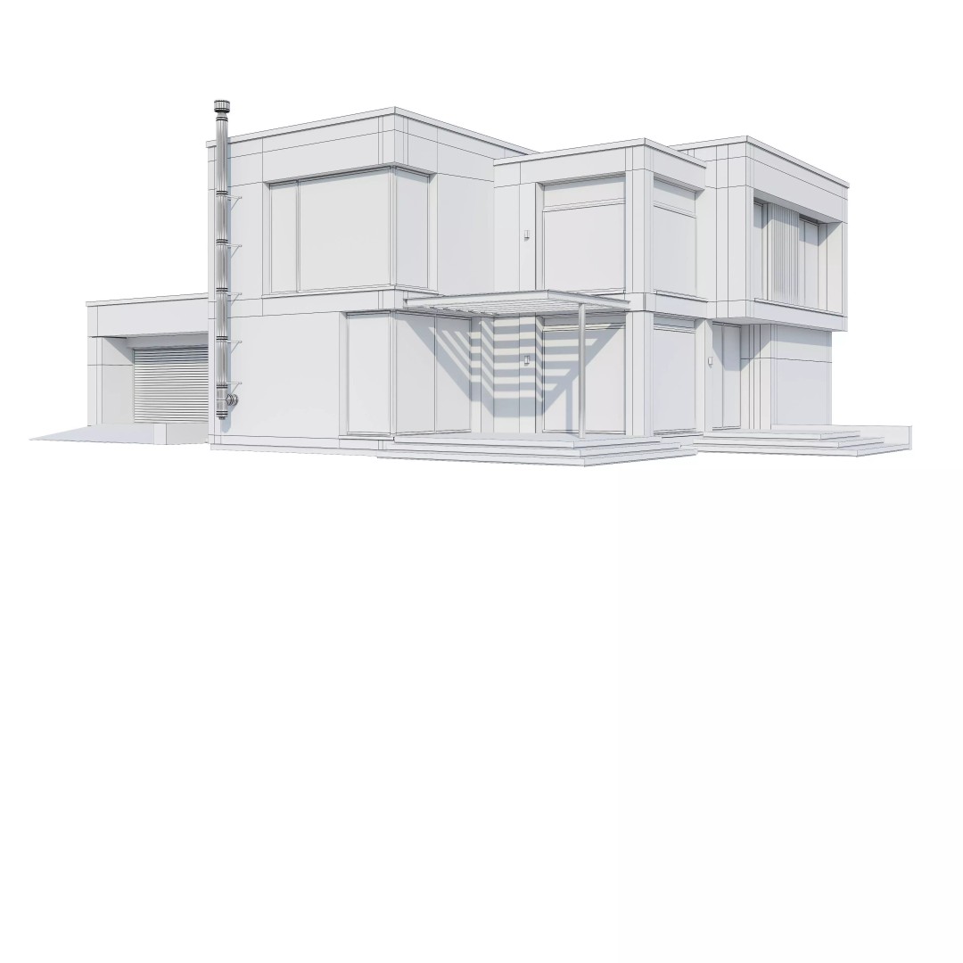 Modern House 3D Model – Architectural Design, FBX & Blender Files - View 22