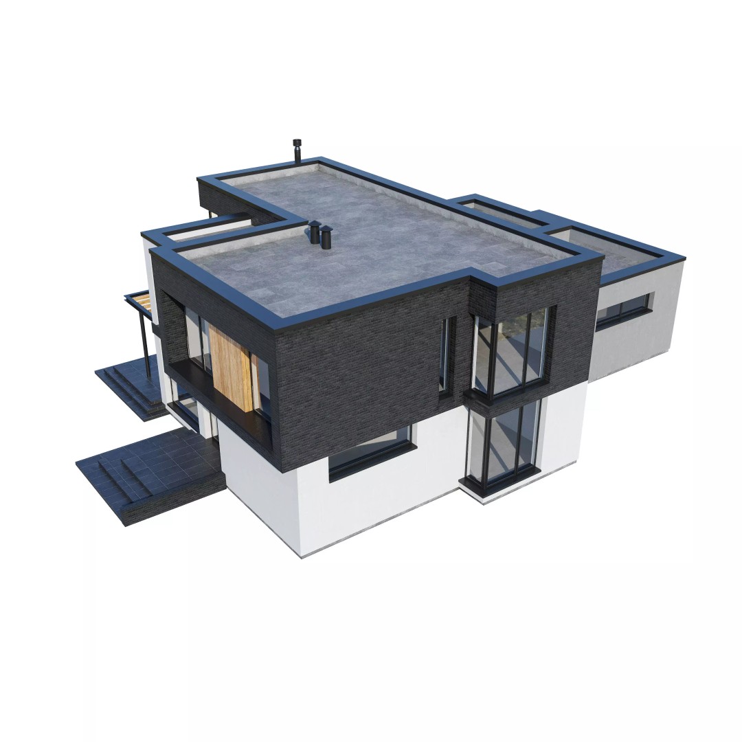 Modern House 3D Model – Architectural Design, FBX & Blender Files - View 6