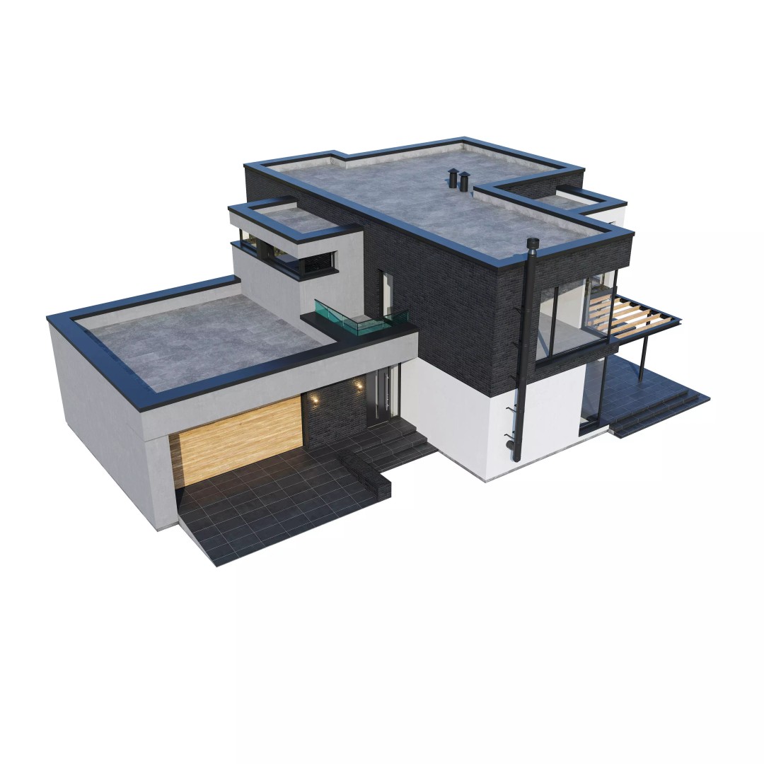 Modern House 3D Model – Architectural Design, FBX & Blender Files - View 7