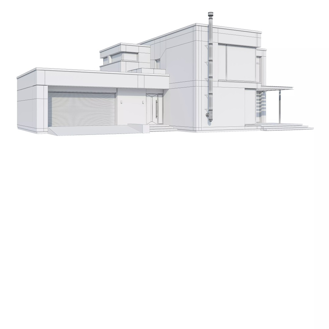 Modern House 3D Model – Architectural Design, FBX & Blender Files - View 8