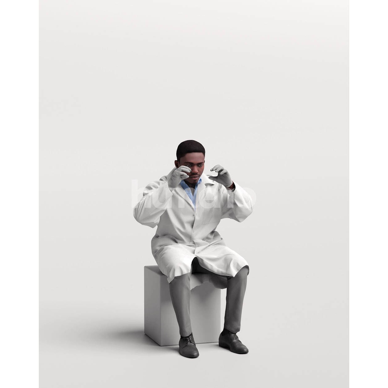 Scientist Man in Lab Coat - Game-Ready 3D Model - View 12
