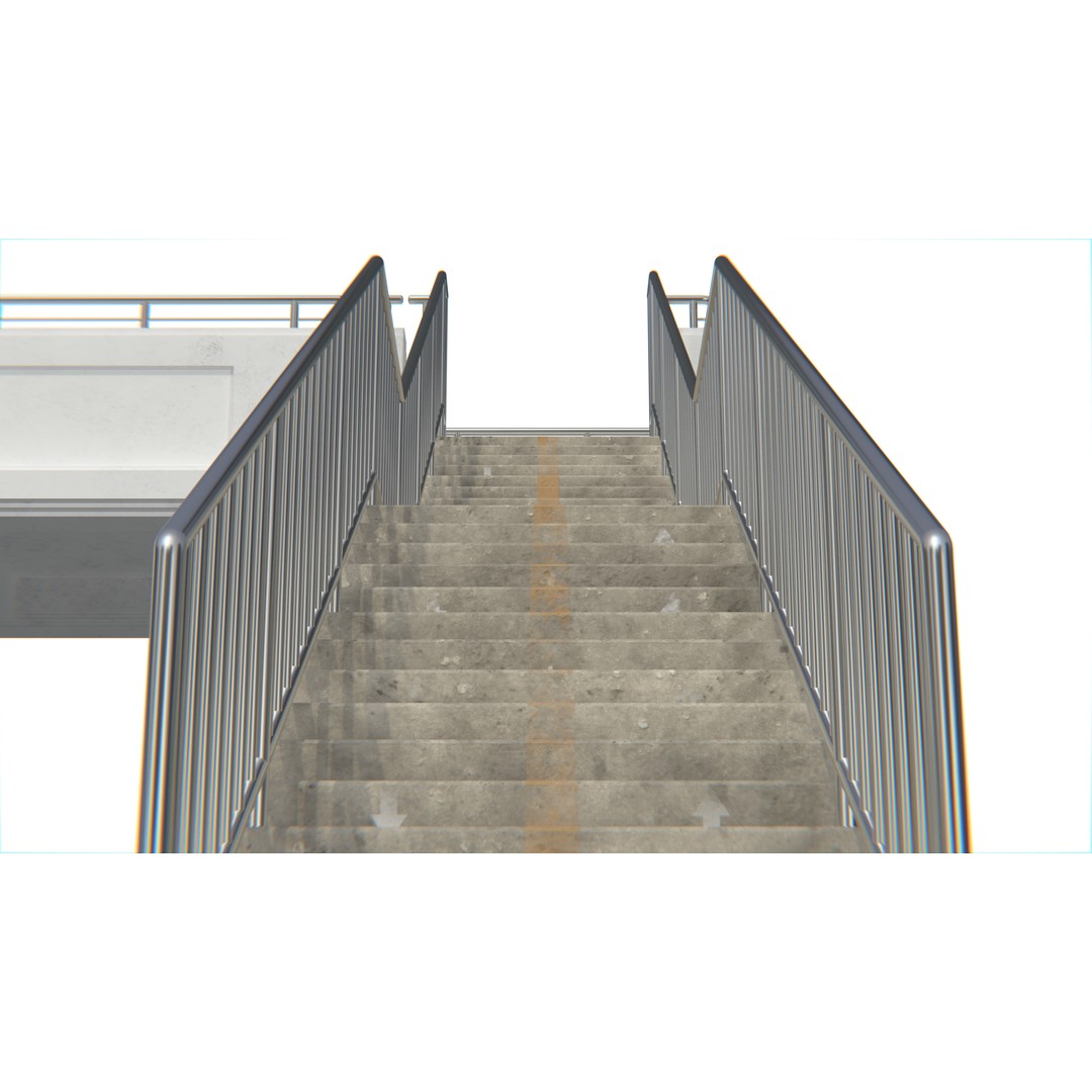 Thai Modular Overpass Bridge 3D Model – Low Poly Pedestrian Asset, FBX, PBR - View 4