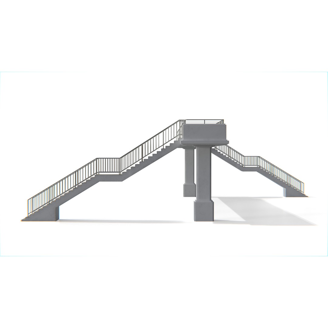 Thai Modular Overpass Bridge 3D Model – Low Poly Pedestrian Asset, FBX, PBR - View 5