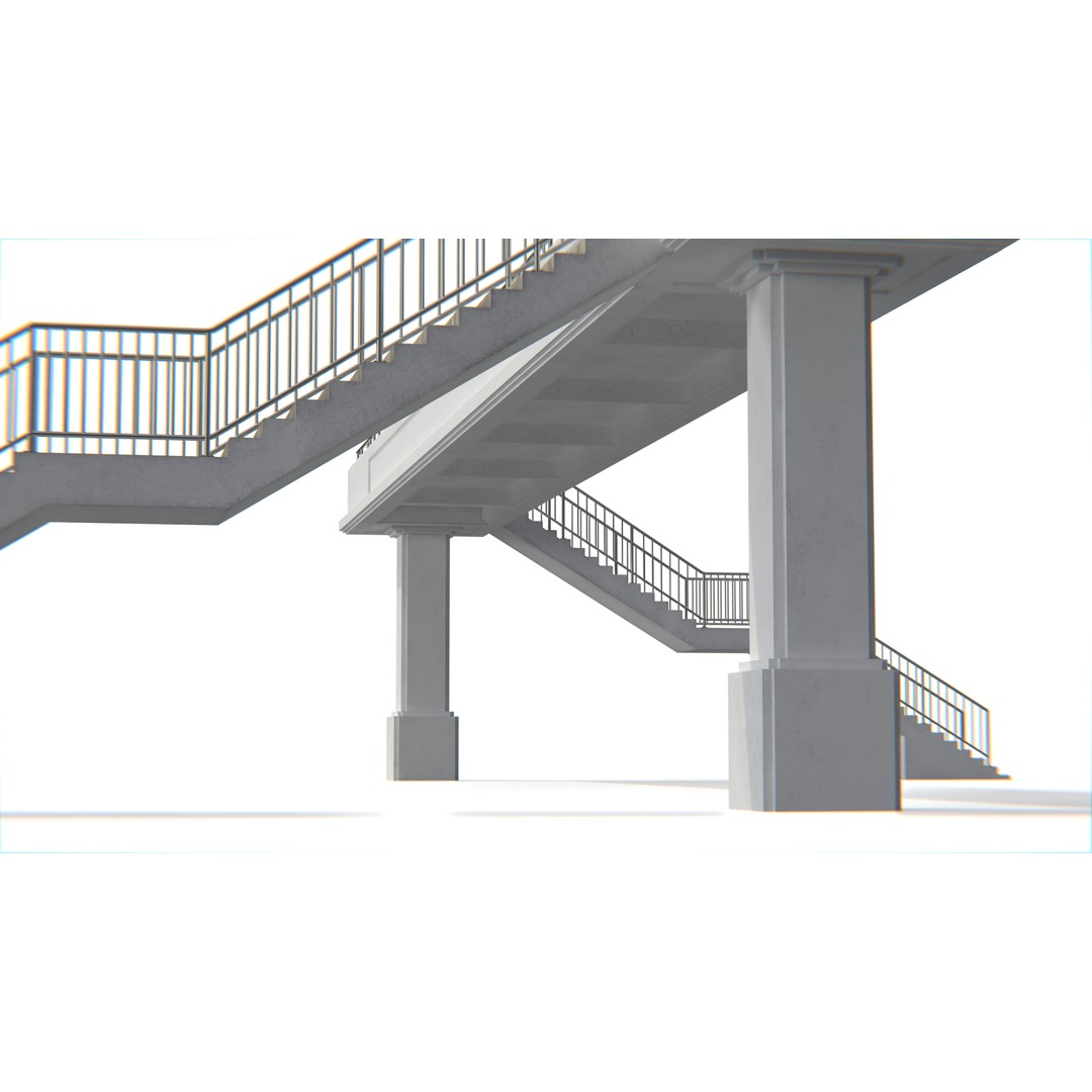 Thai Modular Overpass Bridge 3D Model – Low Poly Pedestrian Asset, FBX, PBR - View 6