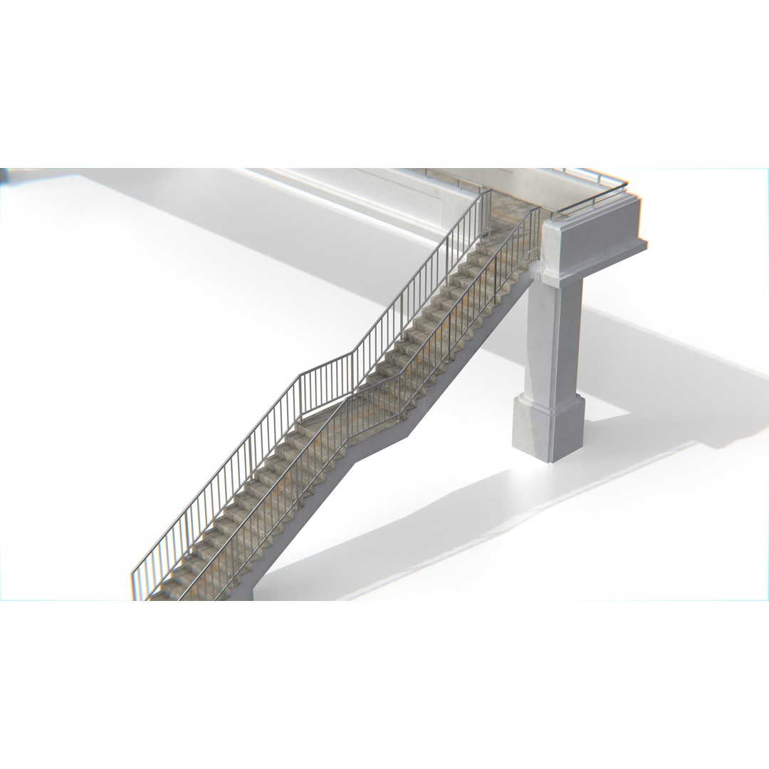Thai Modular Overpass Bridge 3D Model – Low Poly Pedestrian Asset, FBX, PBR - View 7