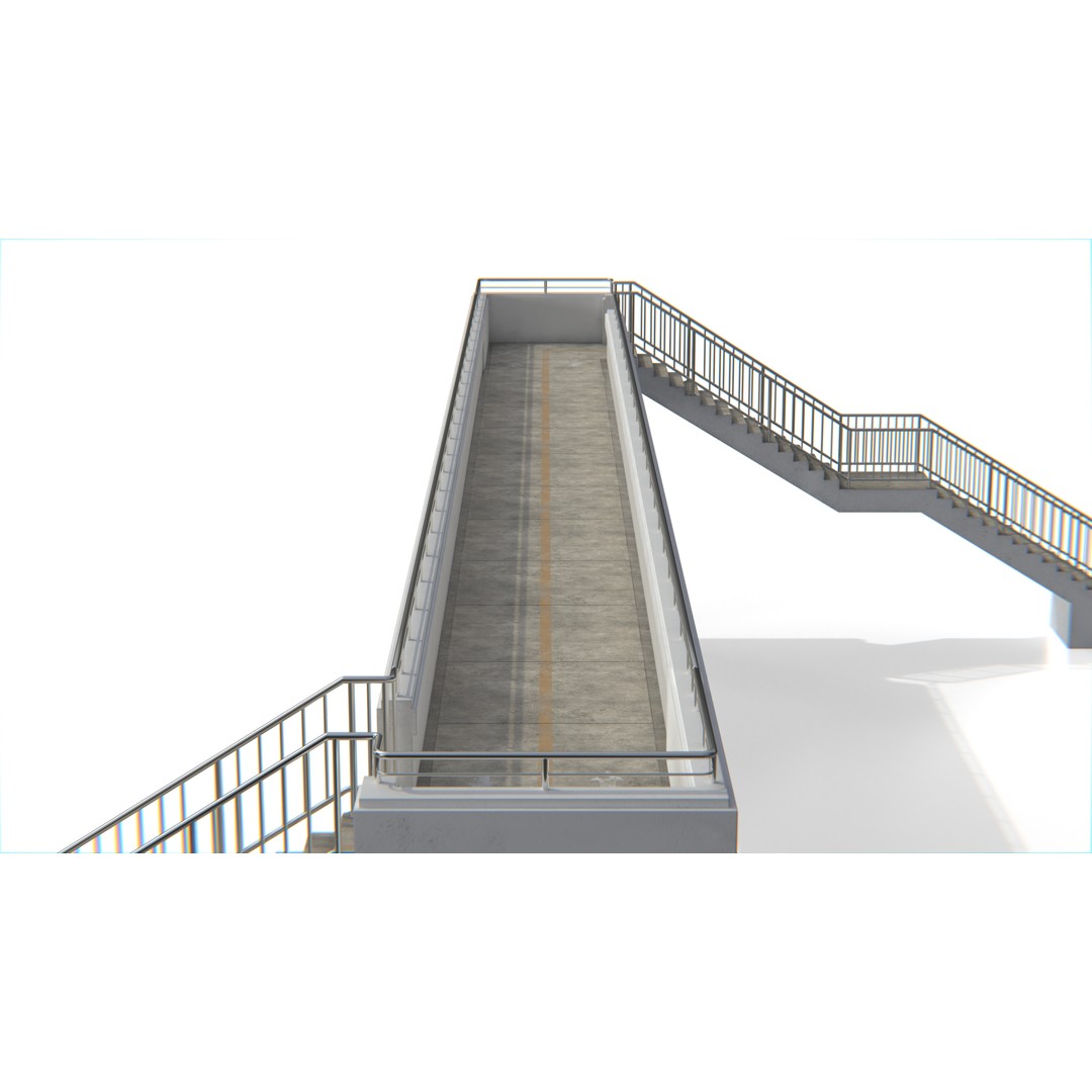 Thai Modular Overpass Bridge 3D Model – Low Poly Pedestrian Asset, FBX, PBR - View 9