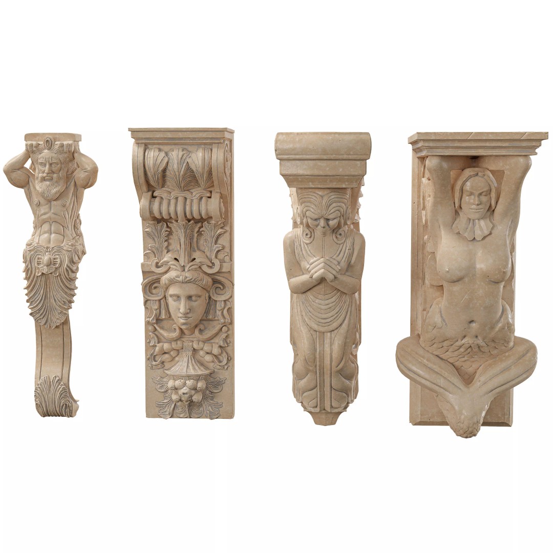 Victorian-Style Decorative Stone Bracket Collection 3D Model – High Poly FBX/OBJ - View 3