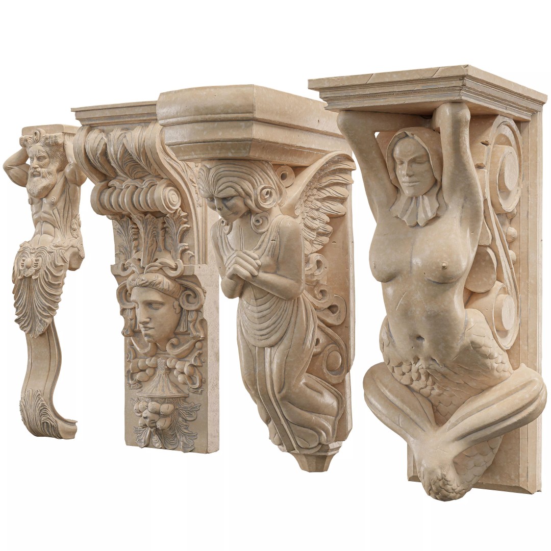 Victorian-Style Decorative Stone Bracket Collection 3D Model – High Poly FBX/OBJ - View 5