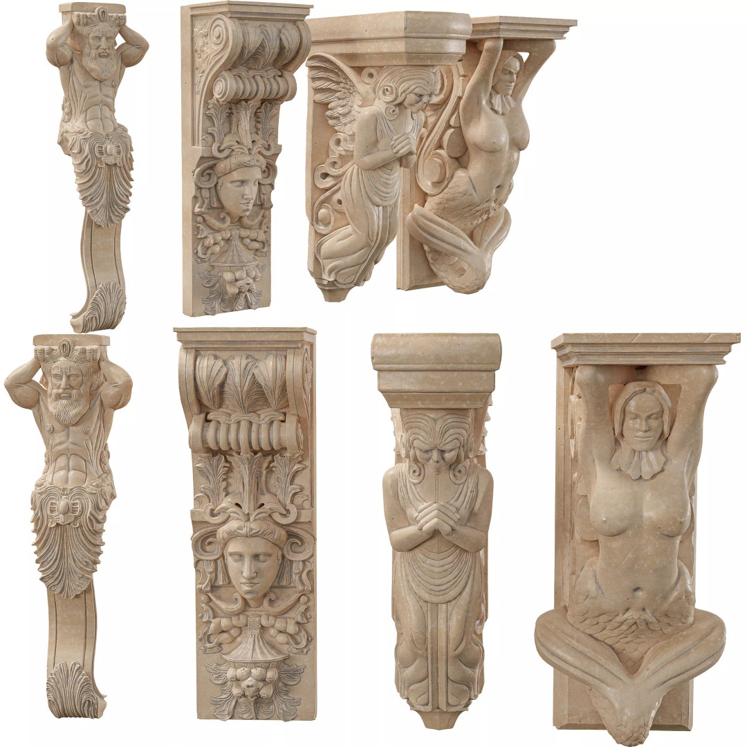 Victorian-Style Decorative Stone Bracket Collection 3D Model – High Poly FBX/OBJ - View 7