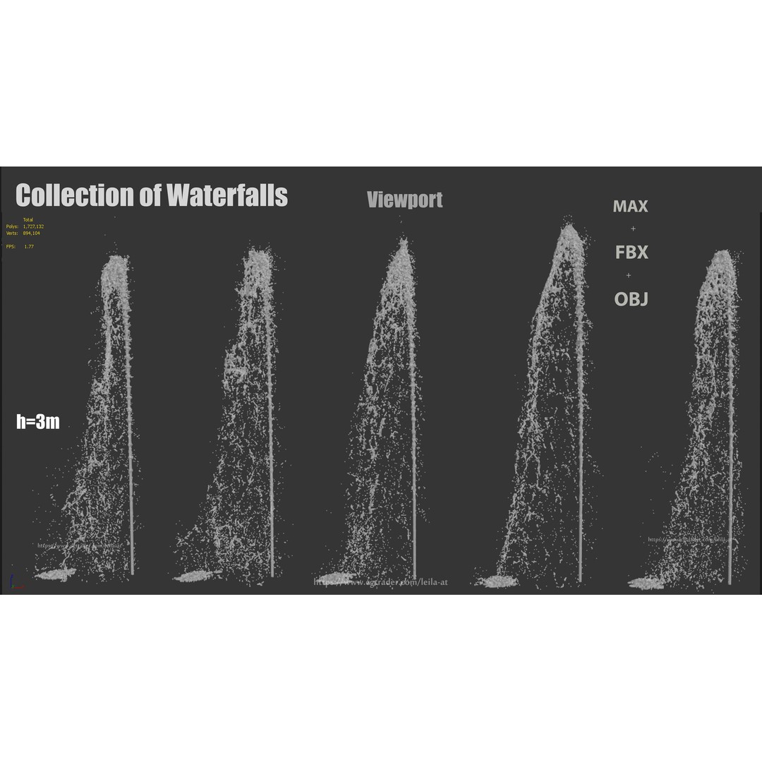 Fountain 3D Model – Low Poly & High Poly Architectural Designs, FBX, OBJ - View 7