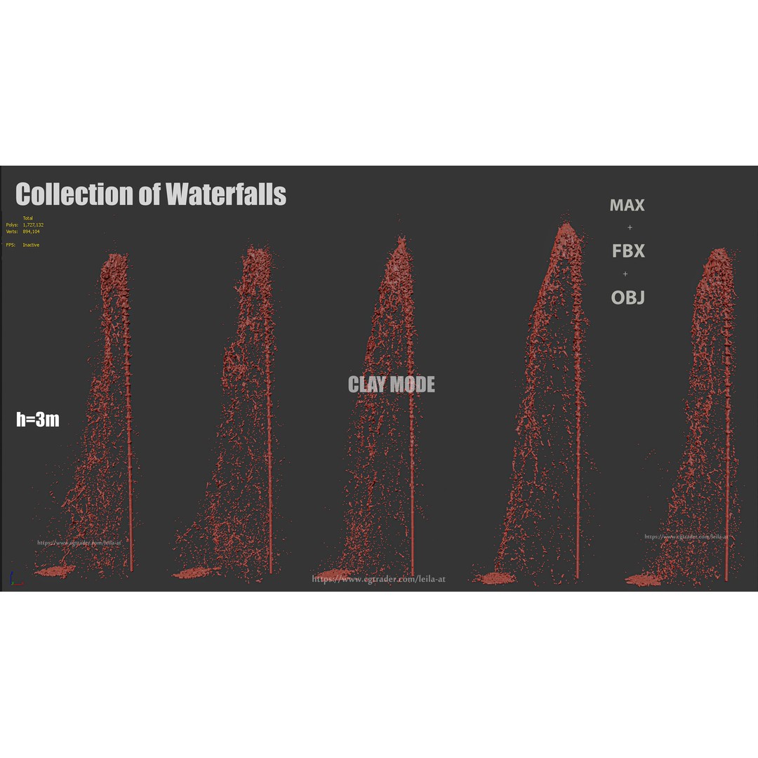 Fountain 3D Model – Low Poly & High Poly Architectural Designs, FBX, OBJ - View 8