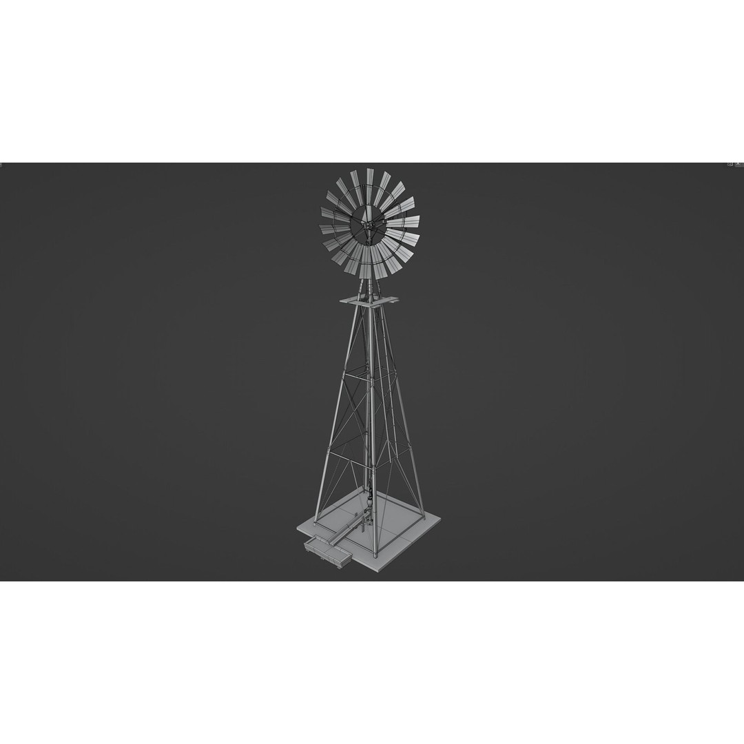 Old Windmill 3D Model – Low Poly Architectural Asset, FBX - View 11