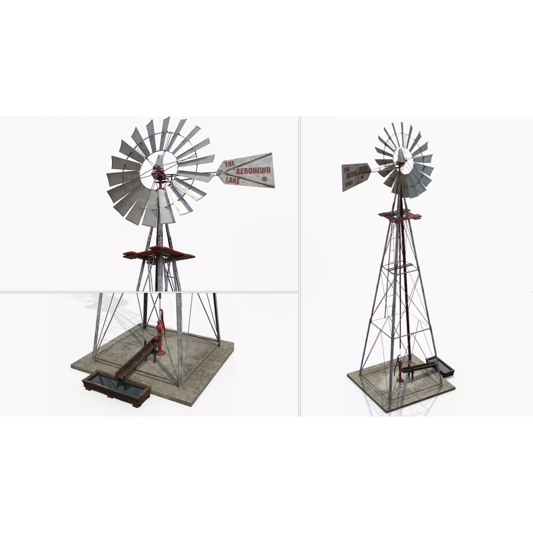 Old Windmill 3D Model – Low Poly Architectural Asset, FBX - View 2