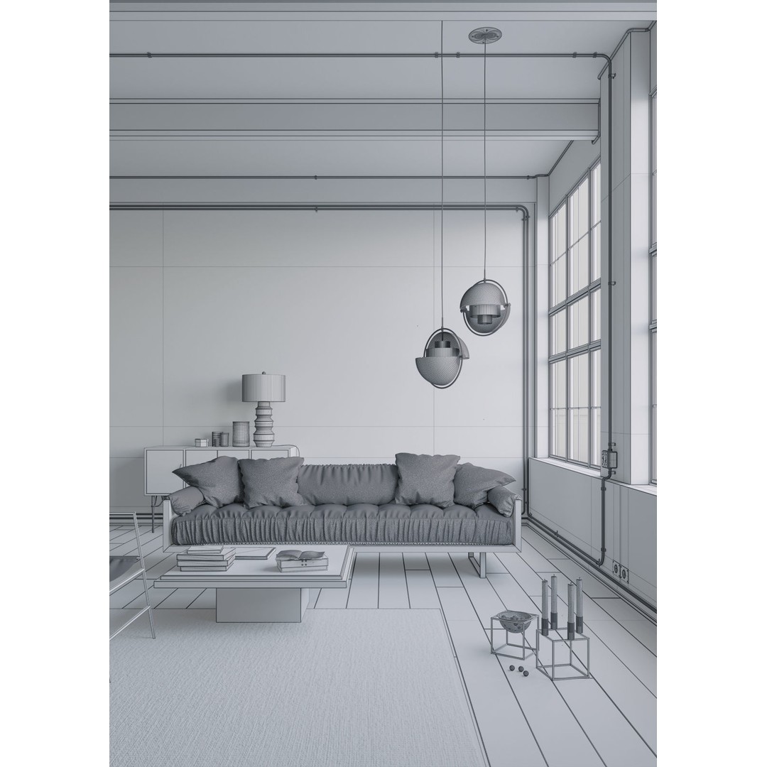 Industrial Loft 3D Model – Textured Interior Scene for Cinema 4D - View 15