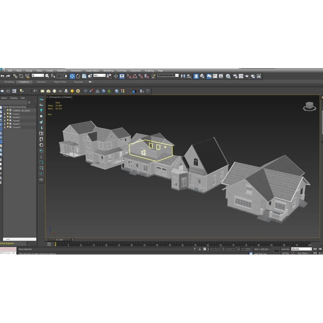 Five House Collection 3D Model – Architectural Exterior Designs, FBX, Blender