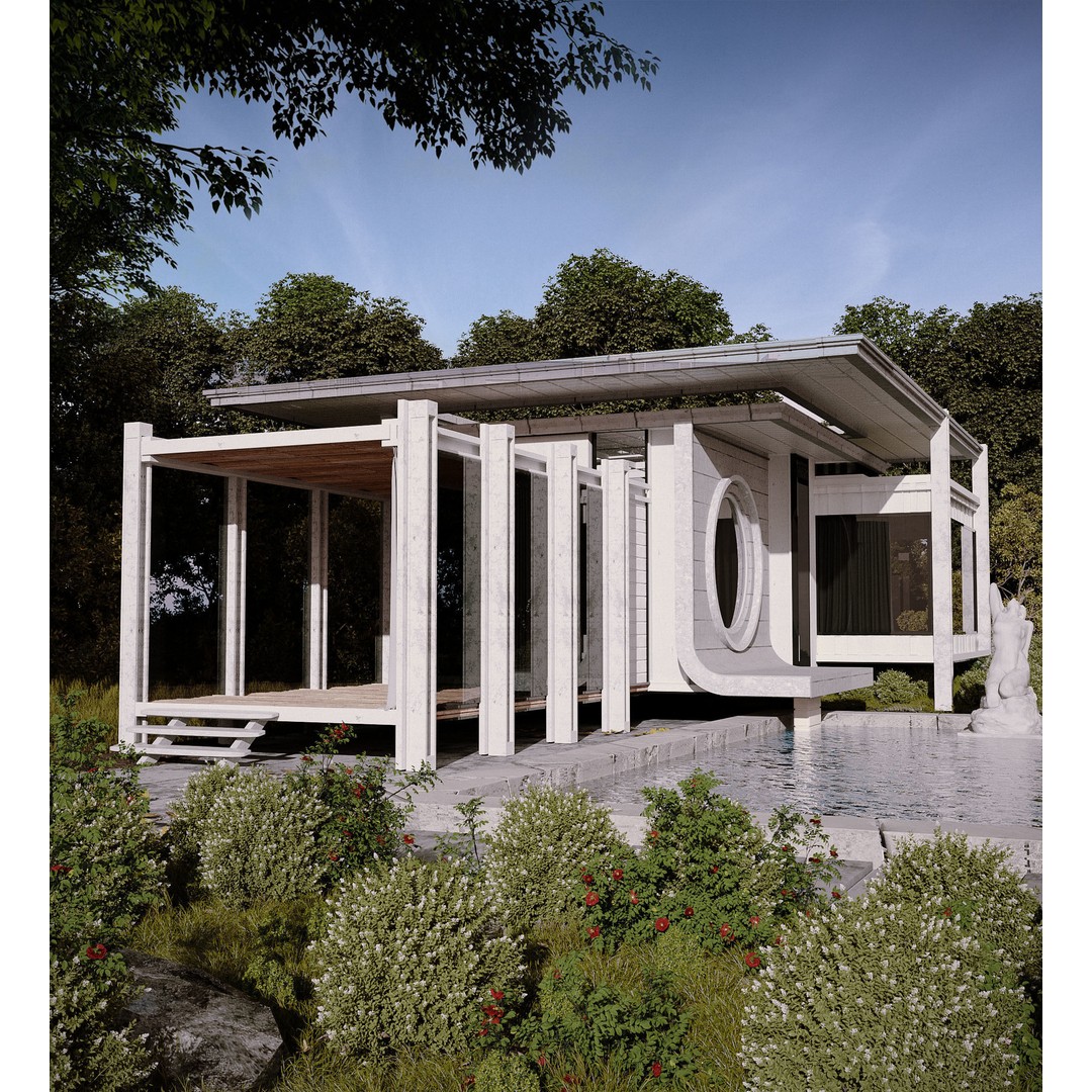 Casa Blanca 3D Model – Modern Architectural Exterior, Octane Ready - View 3