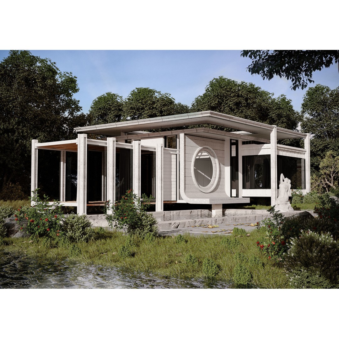 Casa Blanca 3D Model – Modern Architectural Exterior, Octane Ready - View 4