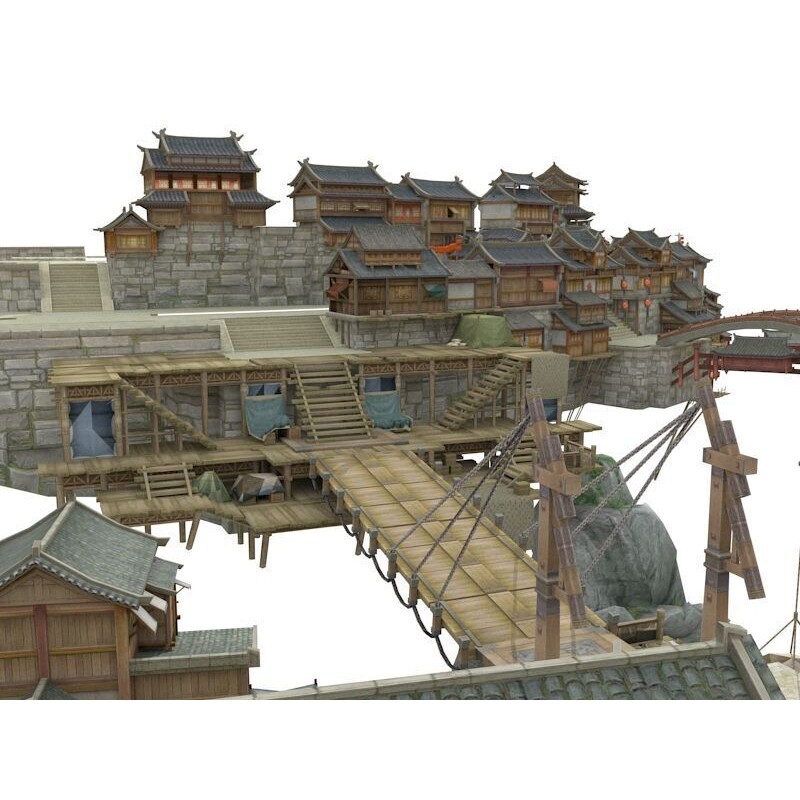 Ancient Town 3D Model – Low Poly Architectural Asset, FBX - View 10