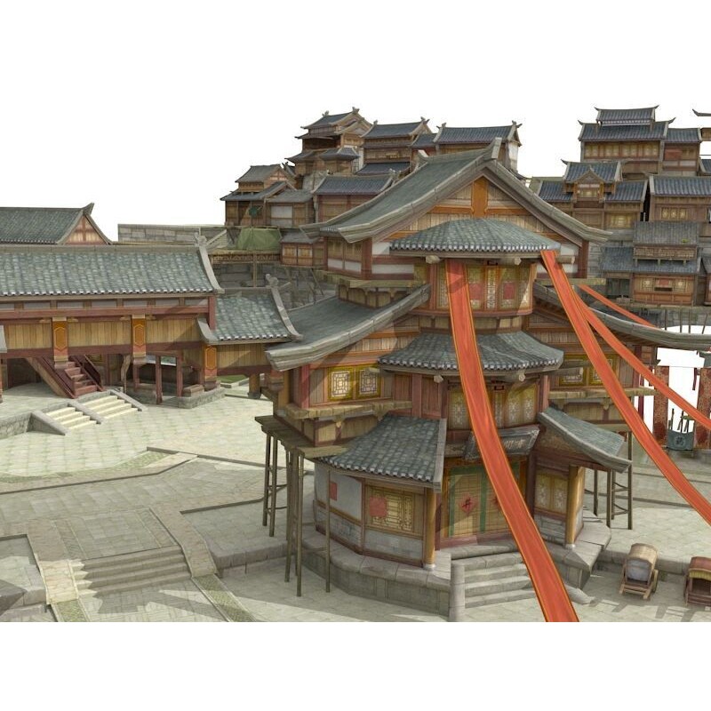 Ancient Town 3D Model – Low Poly Architectural Asset, FBX - View 12