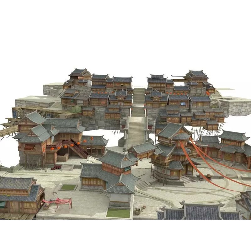 Ancient Town 3D Model – Low Poly Architectural Asset, FBX - View 2