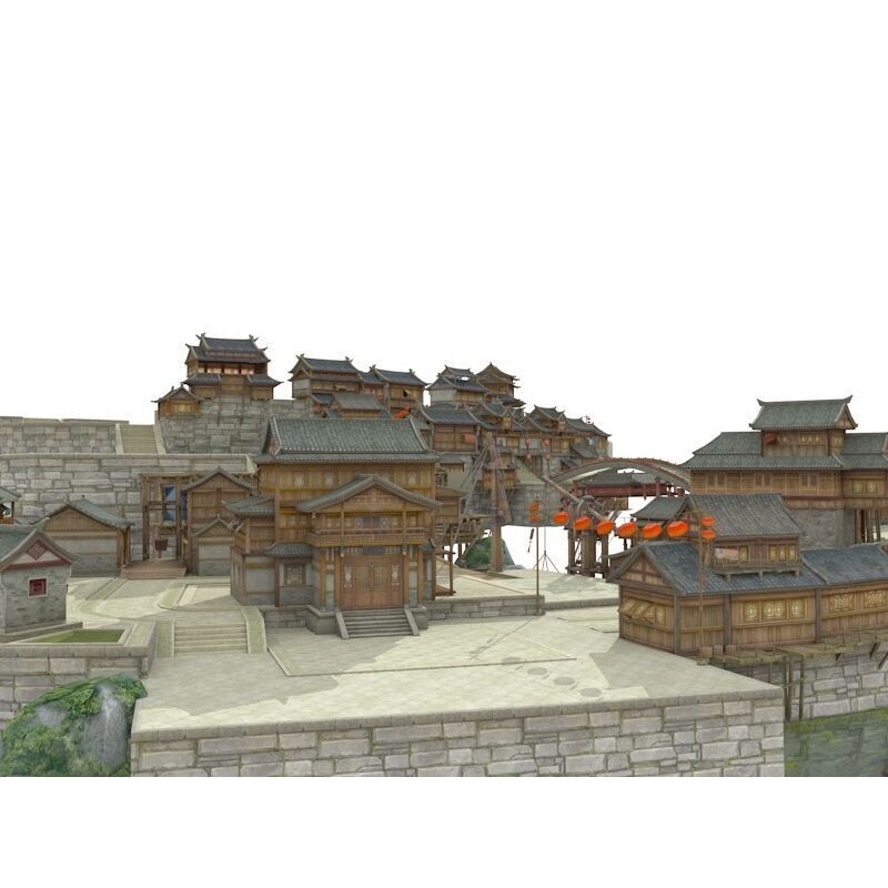 Ancient Town 3D Model – Low Poly Architectural Asset, FBX - View 4