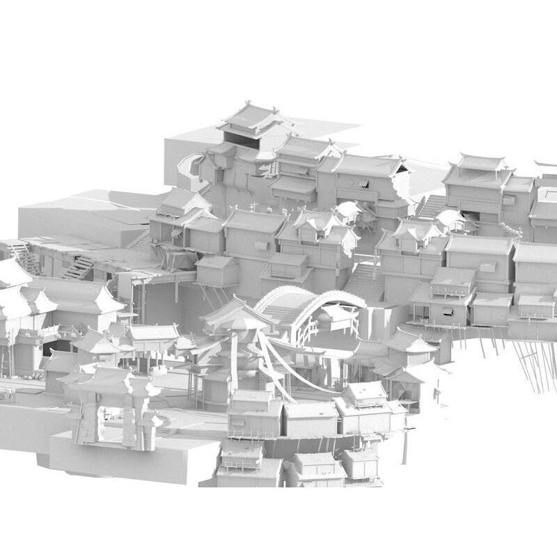 Ancient Town 3D Model – Low Poly Architectural Asset, FBX - View 7