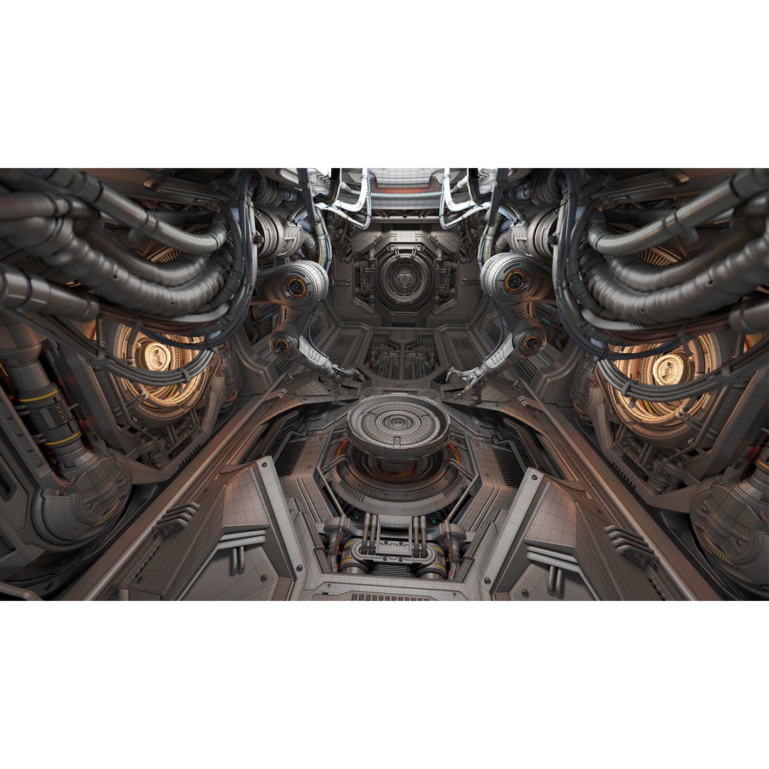 Sci-Fi Assembly Lab 3D Model – Rigged Subdivision Geometry, FBX, OBJ - View 11