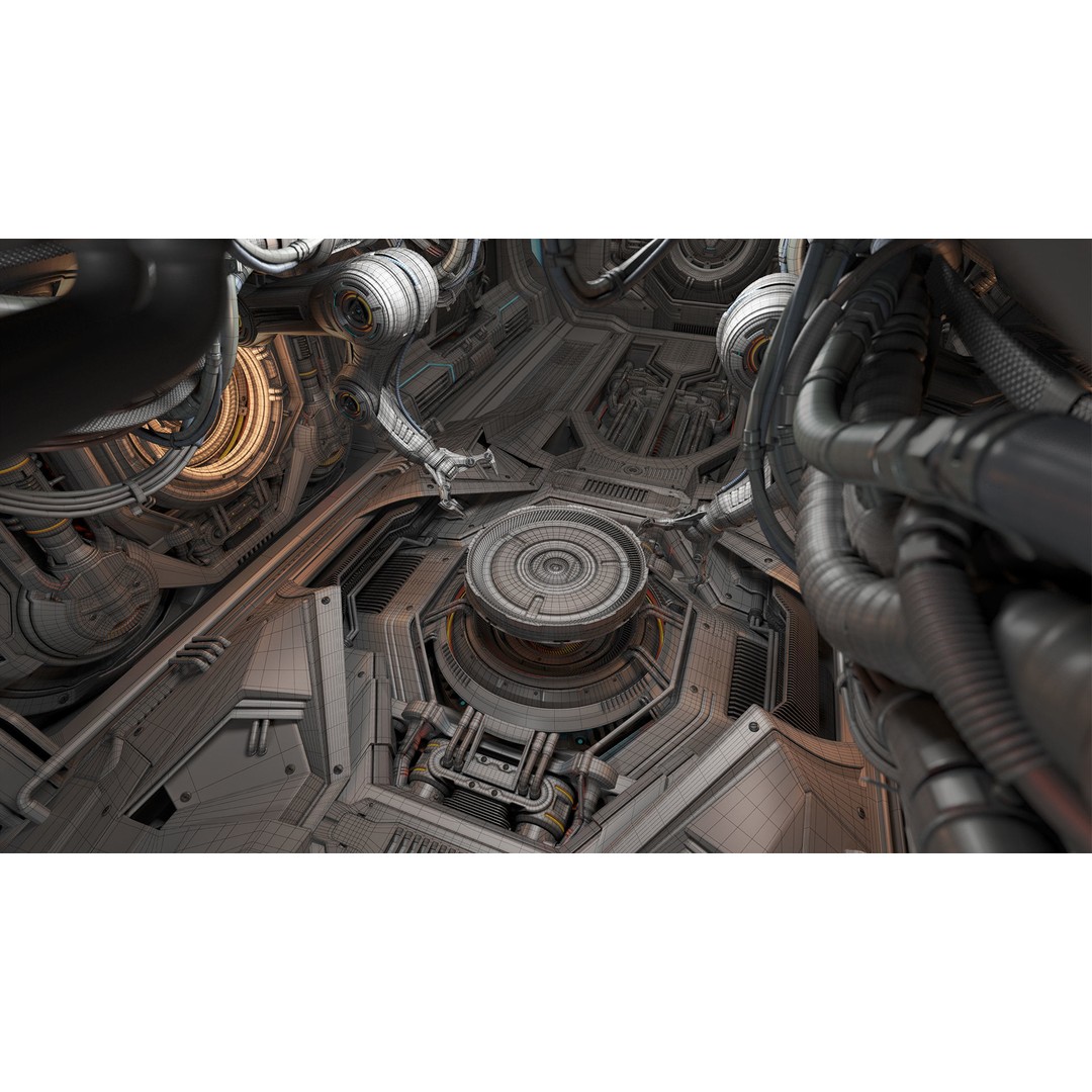 Sci-Fi Assembly Lab 3D Model – Rigged Subdivision Geometry, FBX, OBJ - View 12