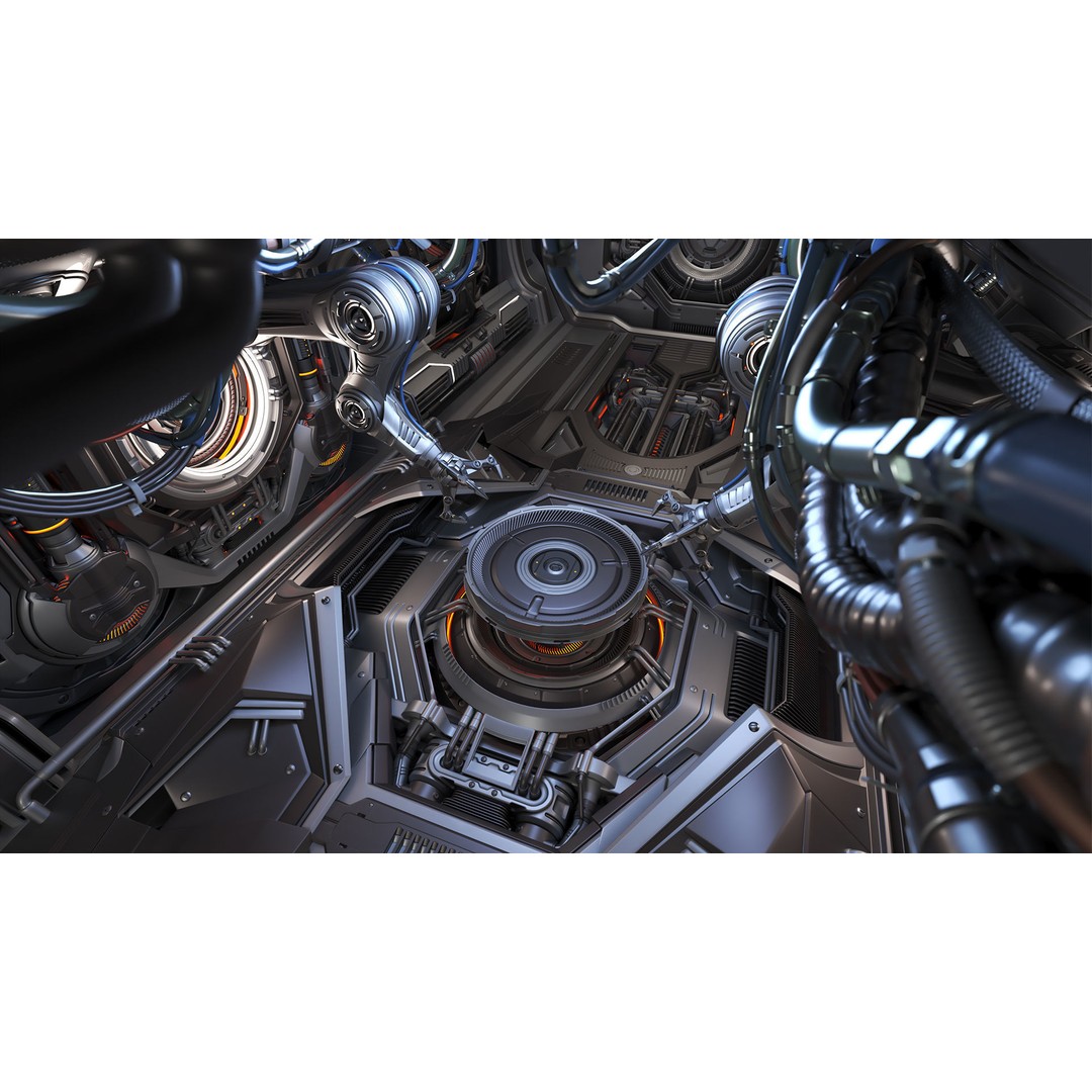 Sci-Fi Assembly Lab 3D Model – Rigged Subdivision Geometry, FBX, OBJ - View 13