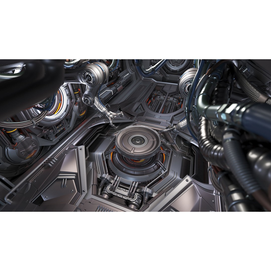 Sci-Fi Assembly Lab 3D Model – Rigged Subdivision Geometry, FBX, OBJ - View 17