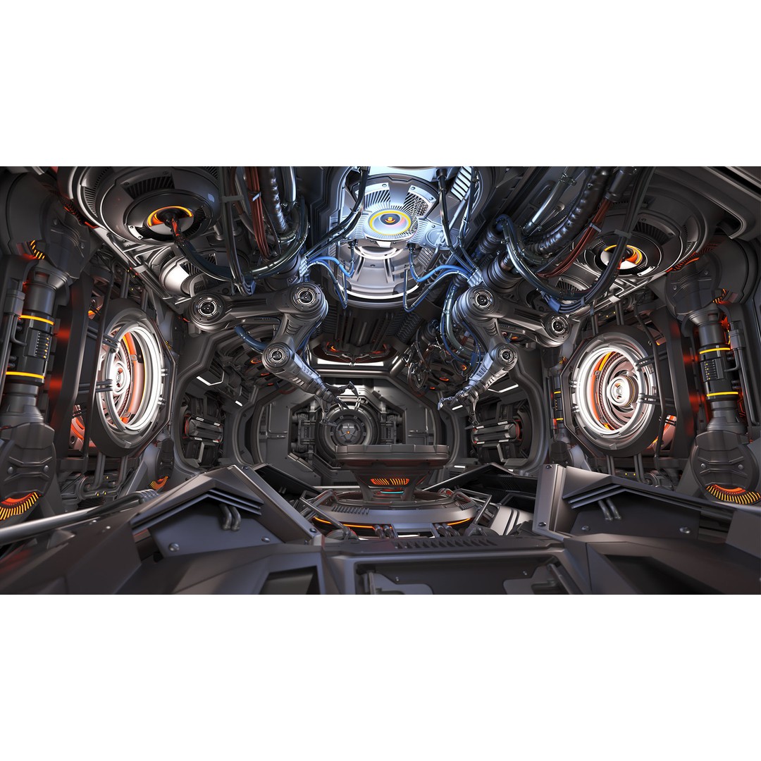 Sci-Fi Assembly Lab 3D Model – Rigged Subdivision Geometry, FBX, OBJ - View 19