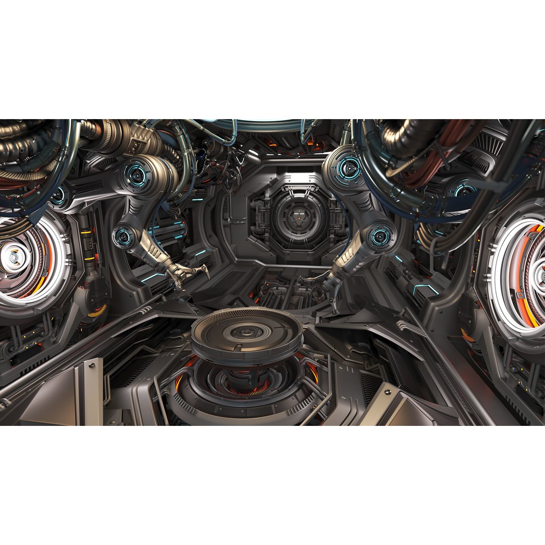 Sci-Fi Assembly Lab 3D Model – Rigged Subdivision Geometry, FBX, OBJ - View 20