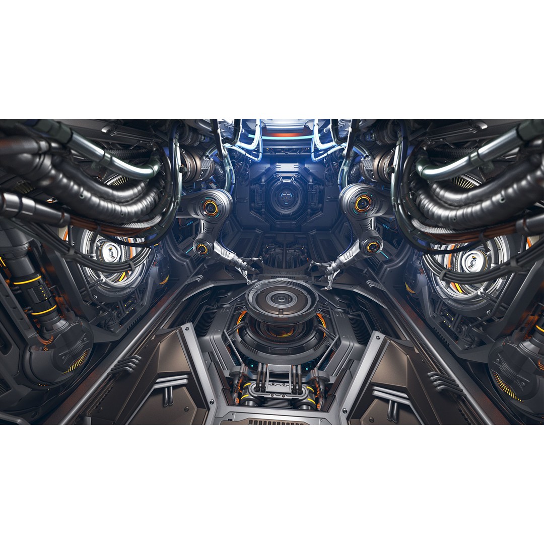 Sci-Fi Assembly Lab 3D Model – Rigged Subdivision Geometry, FBX, OBJ - View 21
