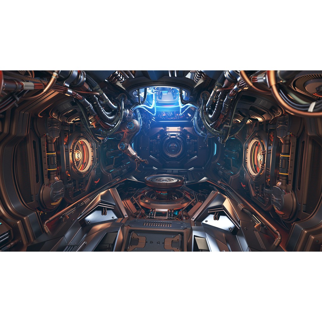 Sci-Fi Assembly Lab 3D Model – Rigged Subdivision Geometry, FBX, OBJ - View 22